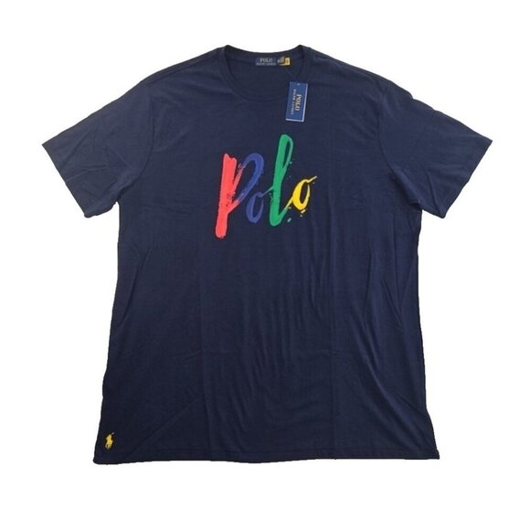 Polo Ralph Lauren Color Logo T-Shirt Men's 2XLT Classic Navy Blue NEW MSRP $65 - Picture 1 of 14